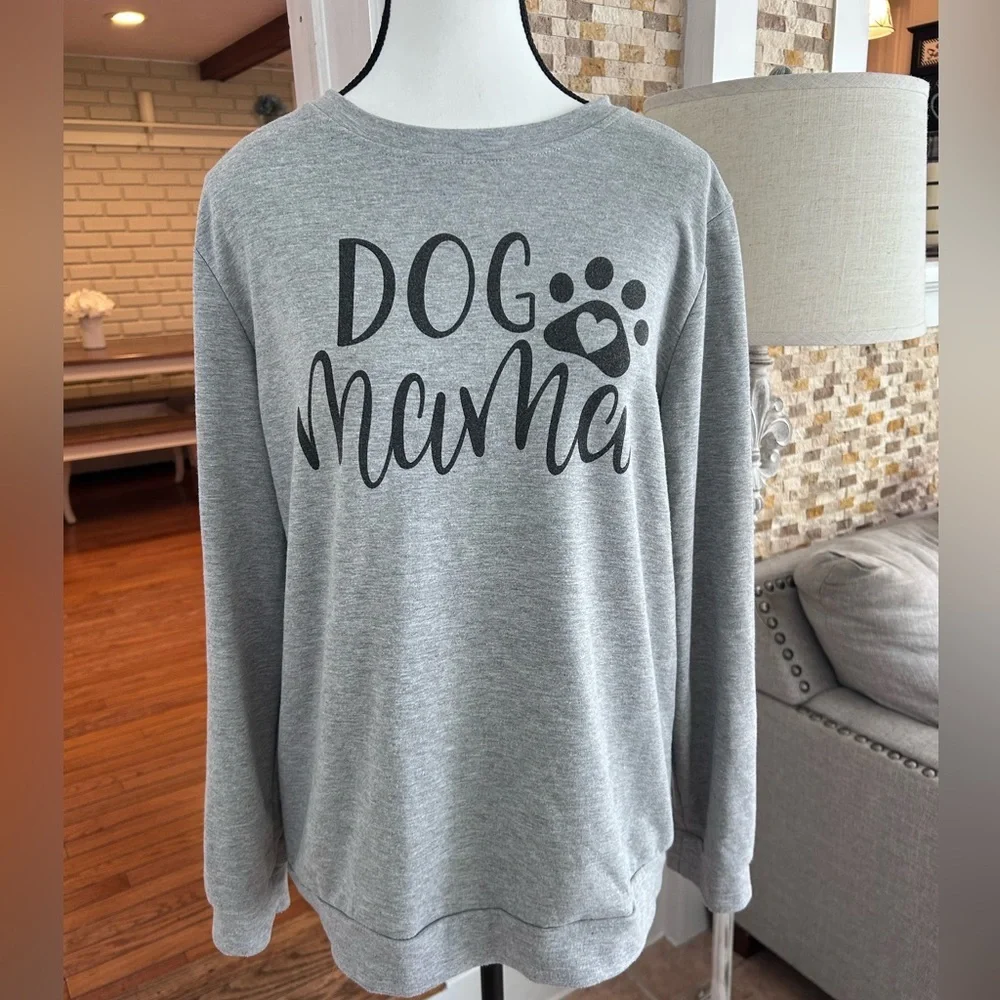 Dog Mom Sweatshirt Women Dog Mama Cute Dog Paw graphic Dog Lover Pullover - Picture 5 of 9